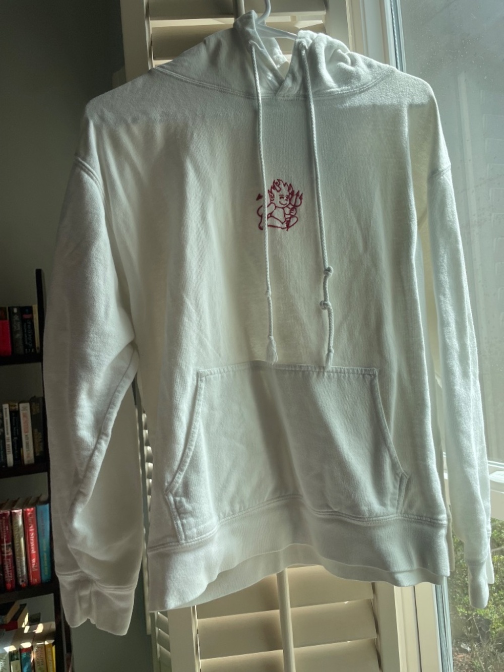 John Galt White hoodie with red devil